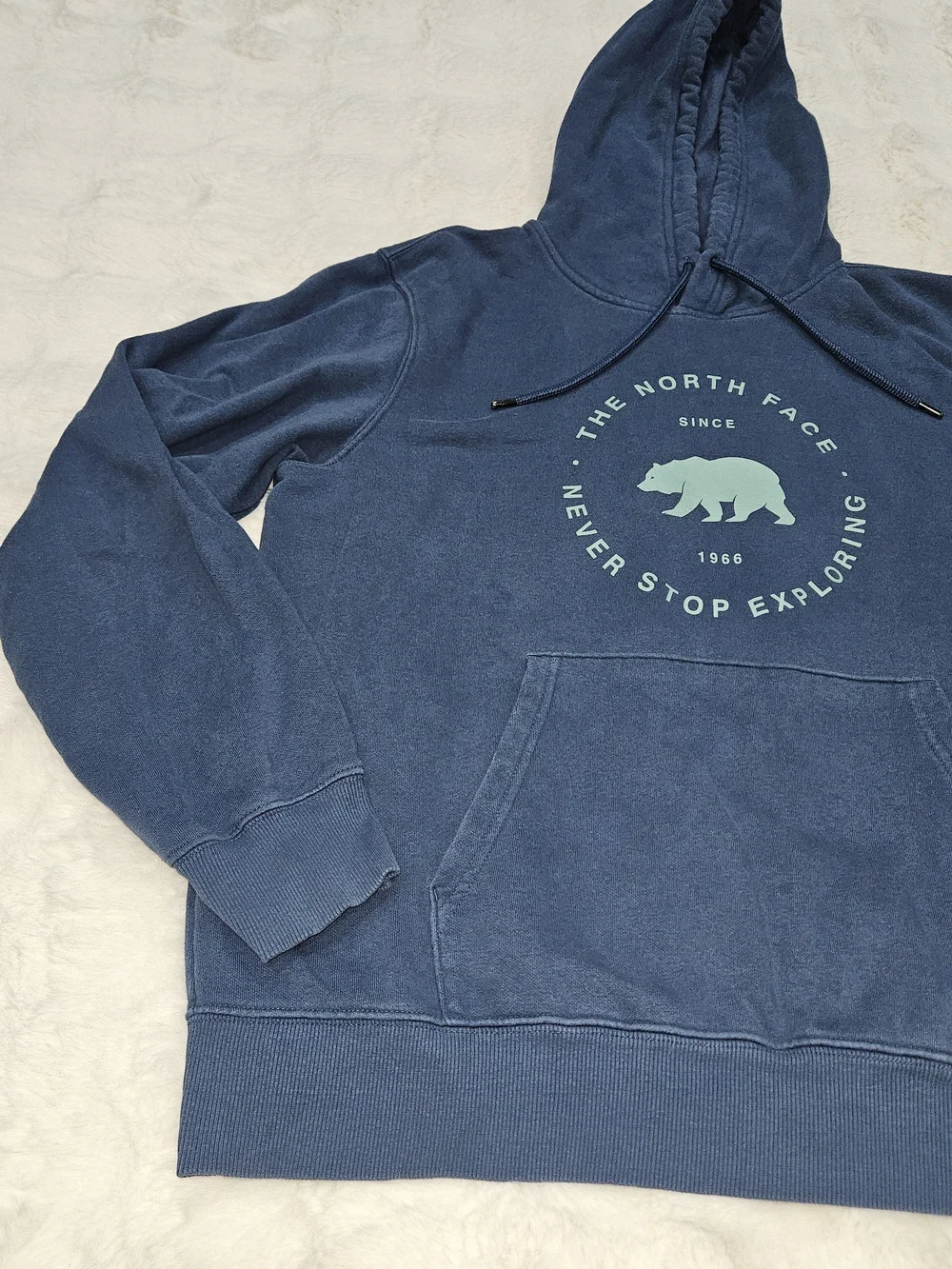 The North Face Men’s Blue Crewneck Hoodie with Bear Logo